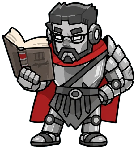 gladios’s mascot, a gladiator reading a book
